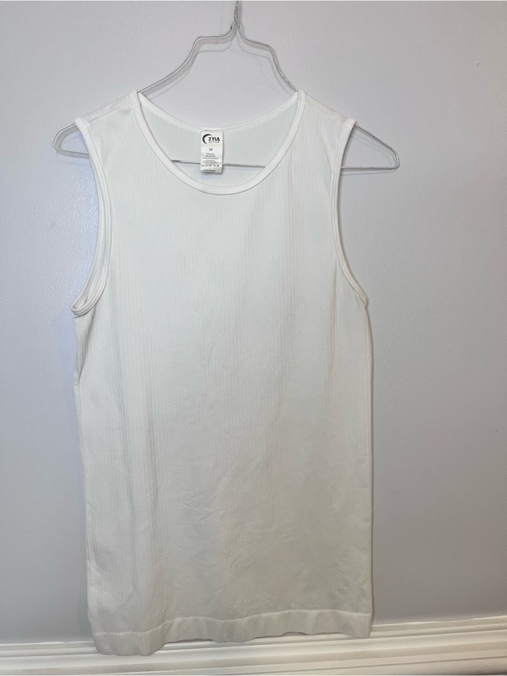ZYIA White Ribbed Crewneck Tank